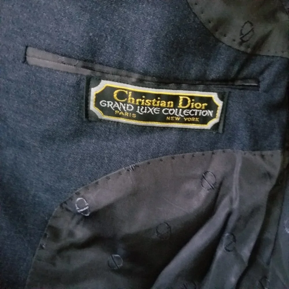 Vintage Christian Dior Dark Blue Navy Sports Coat Pure Virgin Wool Medium - Picture 6 of 6